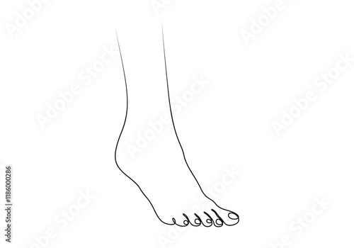 Woman feet care continuous one line drawing vector illustration