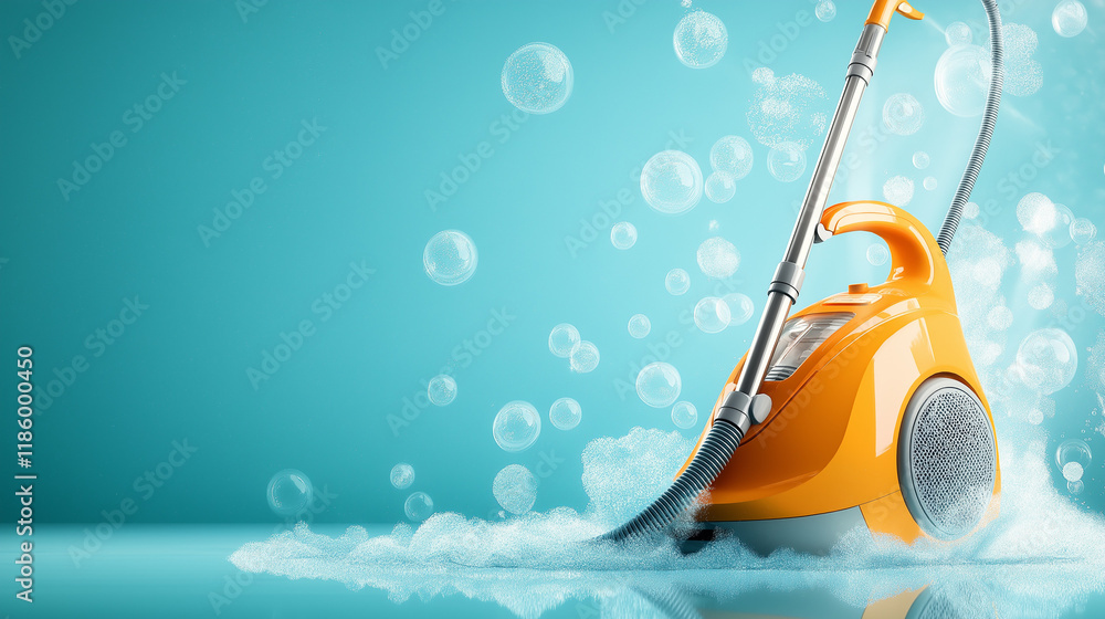 Fototapeta premium A banner for a cleaning company that cleans with a steam cleaner