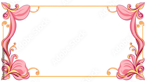 Elegant Pink and Gold Floral Frame: A delicate, ornate frame with pink floral accents and gold detailing, perfect for adding a touch of elegance to your designs.