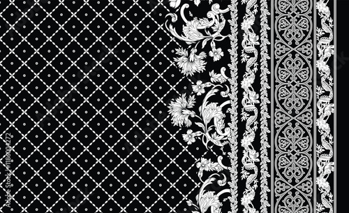 Design striking, Border intricate patterns in geometric, baroque, or abstract styles for wearable art and décor.