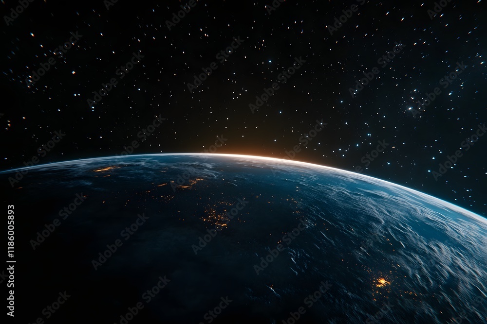Fototapeta premium Earthrise, space, sunrise, planet, night, stars, atmosphere, view, background, wallpaper