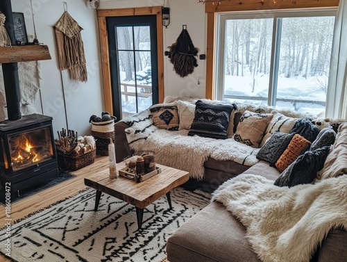 Cozy Winter Living Room Wit...