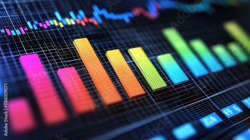 Wallpaper Mural Vibrant 3D Bar Chart Data Visualization Financial Growth Market Trends Business Analytics Torontodigital.ca