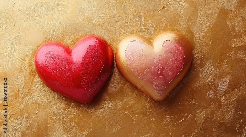 Two Hearts on Gold Background: A Symbol of Love and Romance Two Hearts on Gold Background: A Symbol of Love and Romance