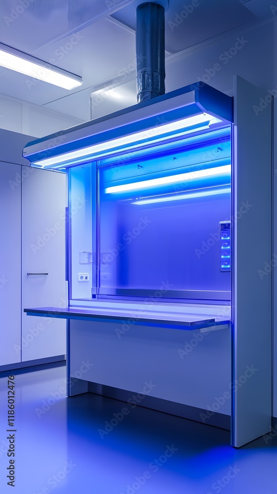 8. A futuristic fume hood with LED lighting and smart air quality monitoring in a modern laboratory 8. A futuristic fume hood with LED lighting and smart air quality monitoring in a modern laboratory