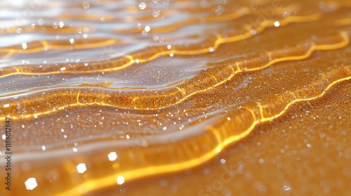 Closeup of an abstract sandy ripple pattern. Sand dune texture rendered in digital animation as a background. Organic nature-themed backdrop showcasing an endless labyrinth. Surreal motion graphics photo