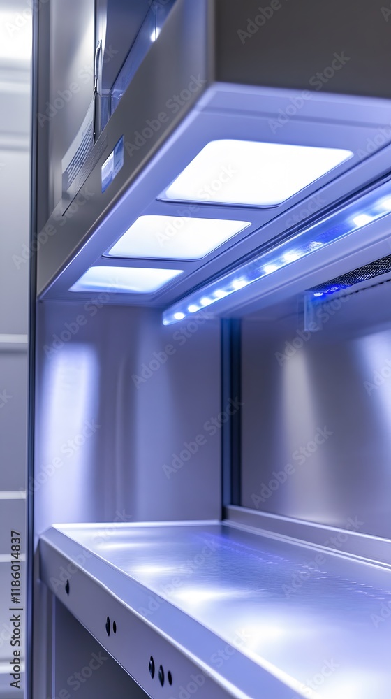 33. A detailed shot of an advanced fume hood with integrated lighting, touchscreen controls, and precise exhaust management 33. A detailed shot of an advanced fume hood with integrated lighting, touchscreen controls, and precise exhaust management