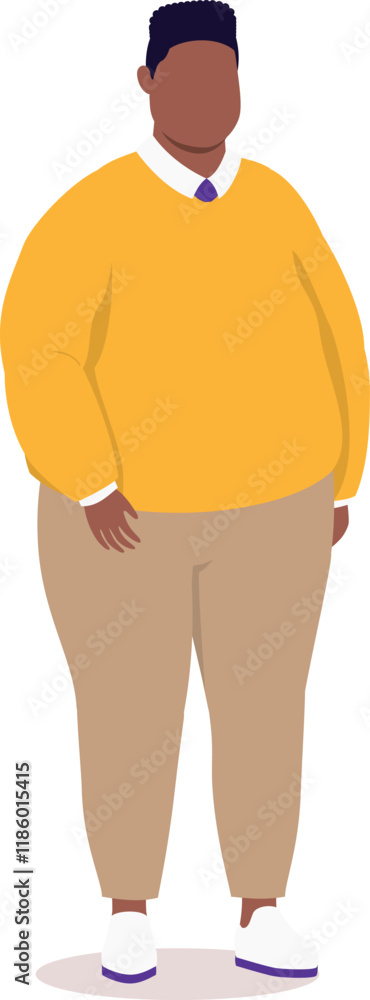One Plus Size Black Man In Business Casual Standing. One Plus Size Black Man In Business Casual Standing.
