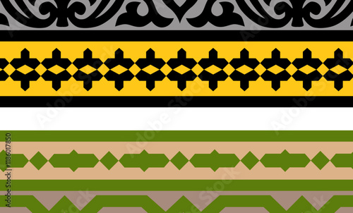 Moroccan Mosque Seamless Zellij Tile Border Pattern