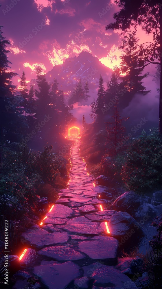 Dynamic neon portal animation set against a futuristic grid landscape at night, creating a sci-fi visual experience in digital art Dynamic neon portal animation set against a futuristic grid landscape at night, creating a sci-fi visual experience in digital art