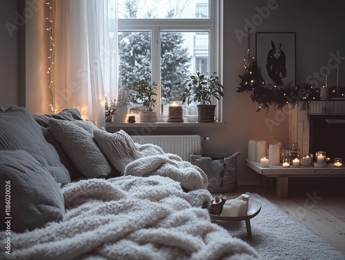 Cozy Winter Bedroom Scene W...