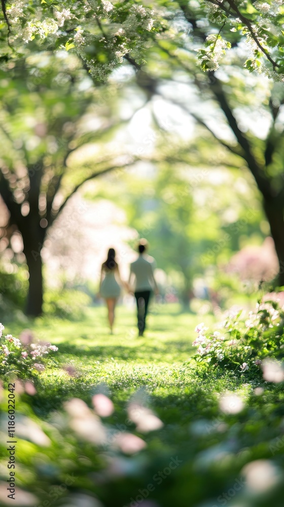 Romantic Stroll Through Blossoming Springtime Pathway Romantic Stroll Through Blossoming Springtime Pathway