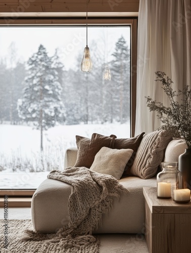 Cozy Winter Living Room Wit...