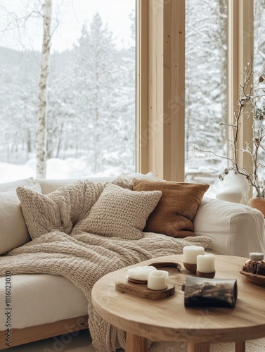 Cozy Winter Cabin Living Ro...