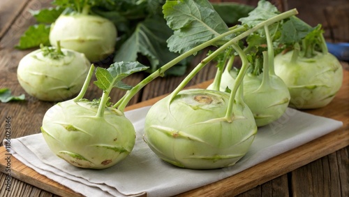 Fresh kohlrabi bulbs