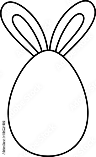 Simple shaped Easter eggs decorated with bunny ears coloring drawing. 
Isolated Easter eggs with Cute bunny ears outline.
Transparent background.