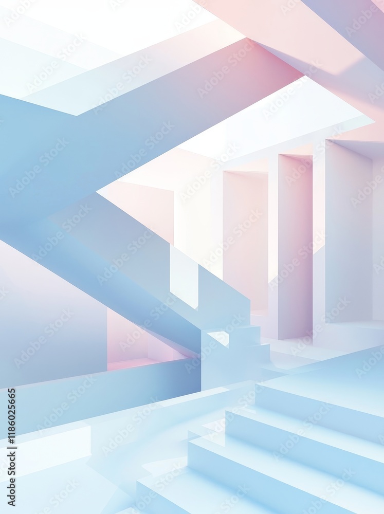 3D rendering of an abstract architectural design, presented as a sleek minimalistic poster 3D rendering of an abstract architectural design, presented as a sleek minimalistic poster