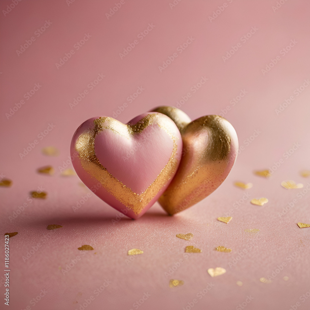 Fototapeta premium Floating Hearts Group.