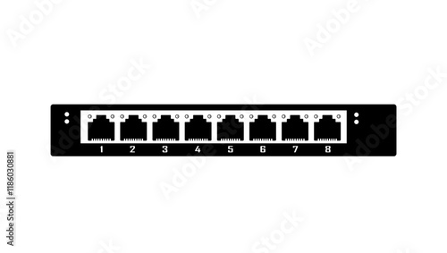 Network switch, black isolated silhouette