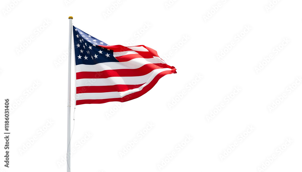 Fototapeta premium USA waving flag isolated on white background.