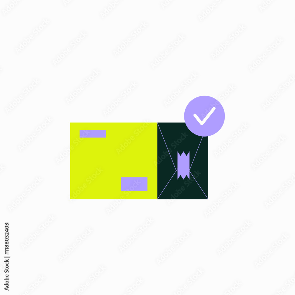 Parcel With Check Mark In Flat Vector Illustration Symbolizing Delivery Confirmation, Shipping, And Package Tracking, Isolated On White Background Parcel With Check Mark In Flat Vector Illustration Symbolizing Delivery Confirmation, Shipping, And Package Tracking, Isolated On White Background