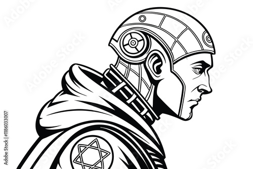 a cybernetic wiccan occultist, cyberpunk concept