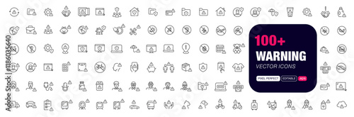 100+ warning notifications and danger alert symbols. Pixel perfect, editable stroke vector icons