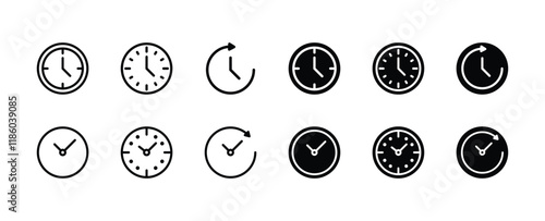 Set of clock icons vector. Clock symbol illustration on white background