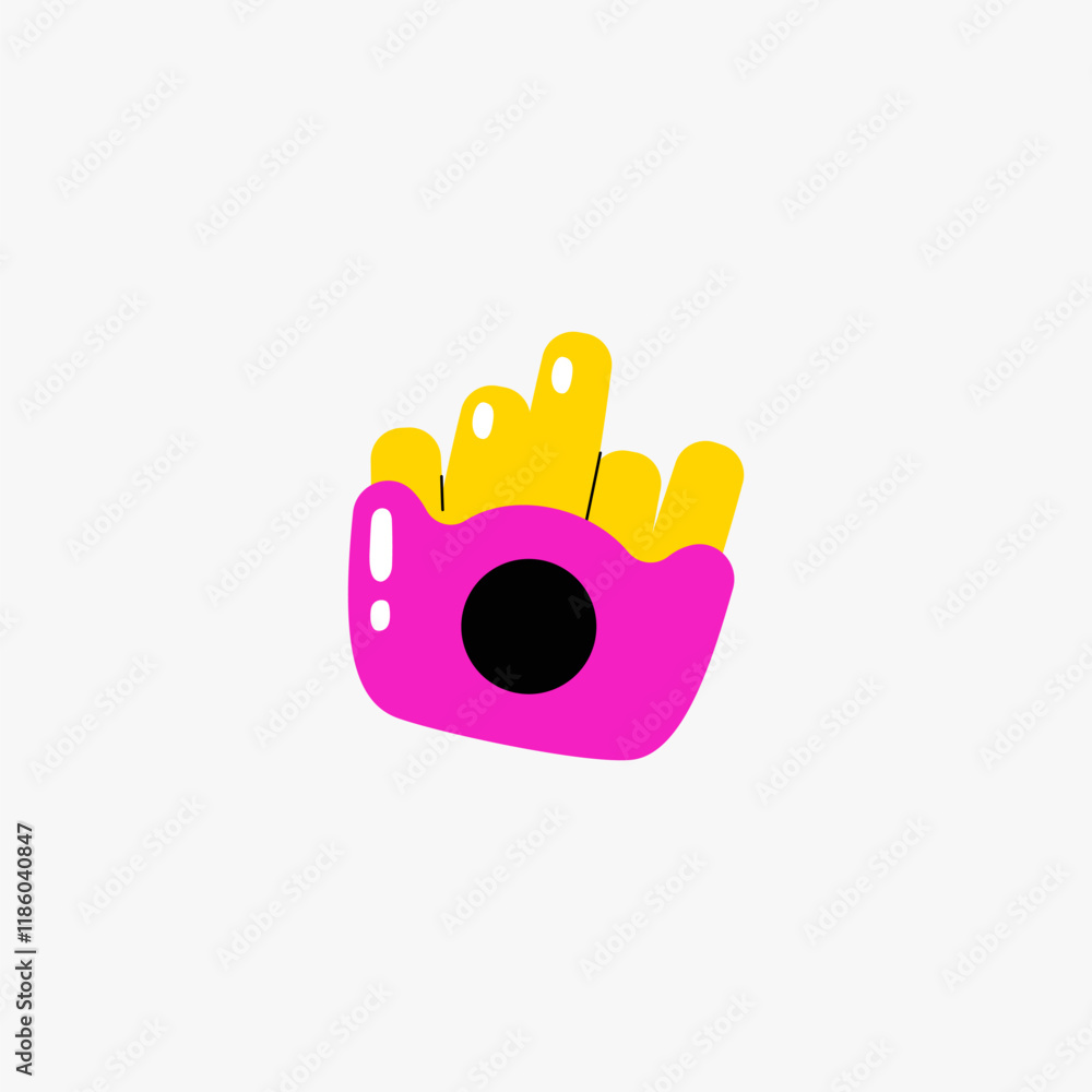 French Fries In A Pink Container In Flat Vector Illustration Symbolizing Fast Food, Snacks, And Convenience, Isolated On White Background French Fries In A Pink Container In Flat Vector Illustration Symbolizing Fast Food, Snacks, And Convenience, Isolated On White Background