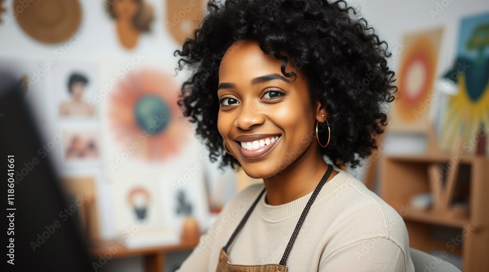 Close Up Portrait of a Beautiful Female Creative Specialist with Curly Hair Smiling. Young Successful Multiethnic Arab Woman Working in Art Studio. Dreaming About Better Life and Opportunities Ahead.
Close Up Portrait of a Beautiful Female Creative Specialist with Curly Hair Smiling. Young Successful Multiethnic Arab Woman Working in Art Studio. Dreaming About Better Life and Opportunities Ahead.