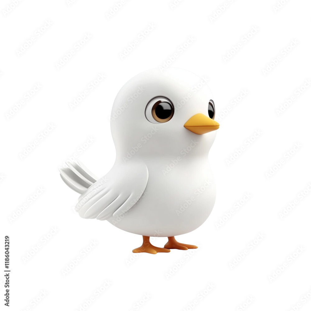 Cute cartoon bird character with big eyes and cheerful expression Cute cartoon bird character with big eyes and cheerful expression