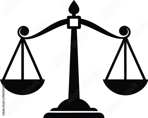 Justice scale silhouette vector, Scale icon, Balance symbol vector