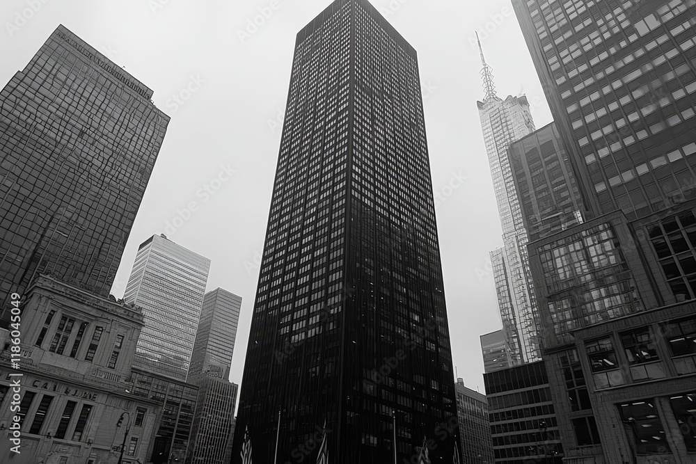 When seen from below, a sleek modern building is framed by the mist, with its windows and detailing fading into the haze When seen from below, a sleek modern building is framed by the mist, with its windows and detailing fading into the haze