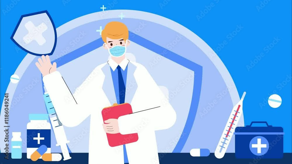 Doctor wearing mask motion graphic animation Doctor wearing mask motion graphic animation