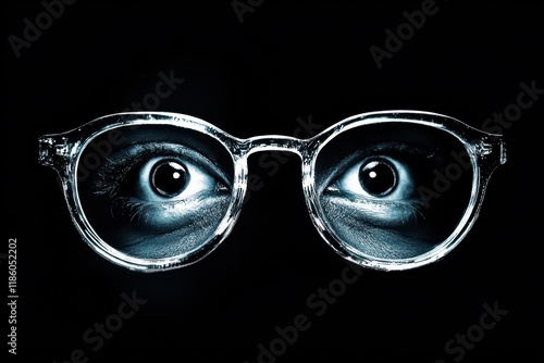 Obraz na płótnie Mysterious eyes peering glasses in darkness w salonie