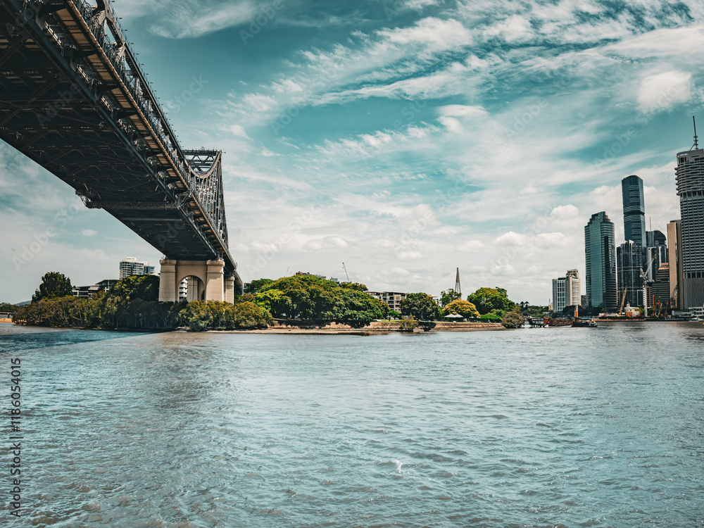 Fototapeta premium Story Bridge in Daylight: Brisbane's Architectural Marvel. Brisbane, Queensland, Australia