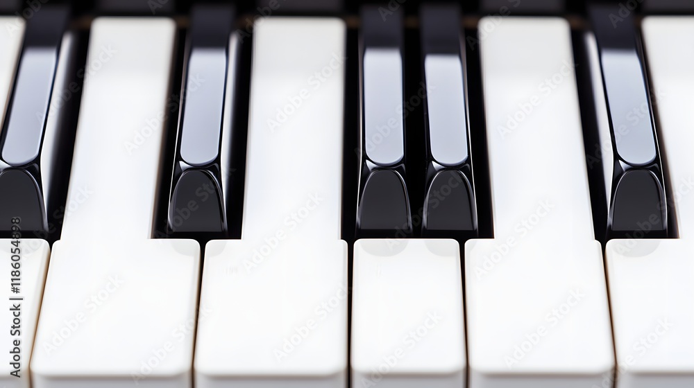 Naklejka premium Close up view of a pianos black and white keys