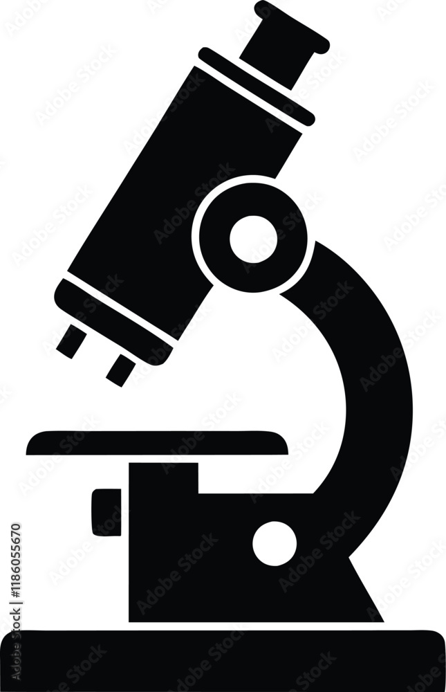 Microscope silhouette vector, Microscope vector icon symbol Microscope silhouette vector, Microscope vector icon symbol