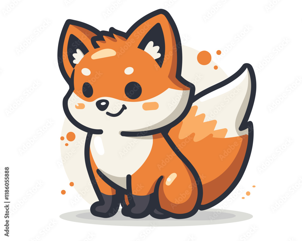 Fototapeta premium Cute cartoon fox. Vector illustration of a cute little fox