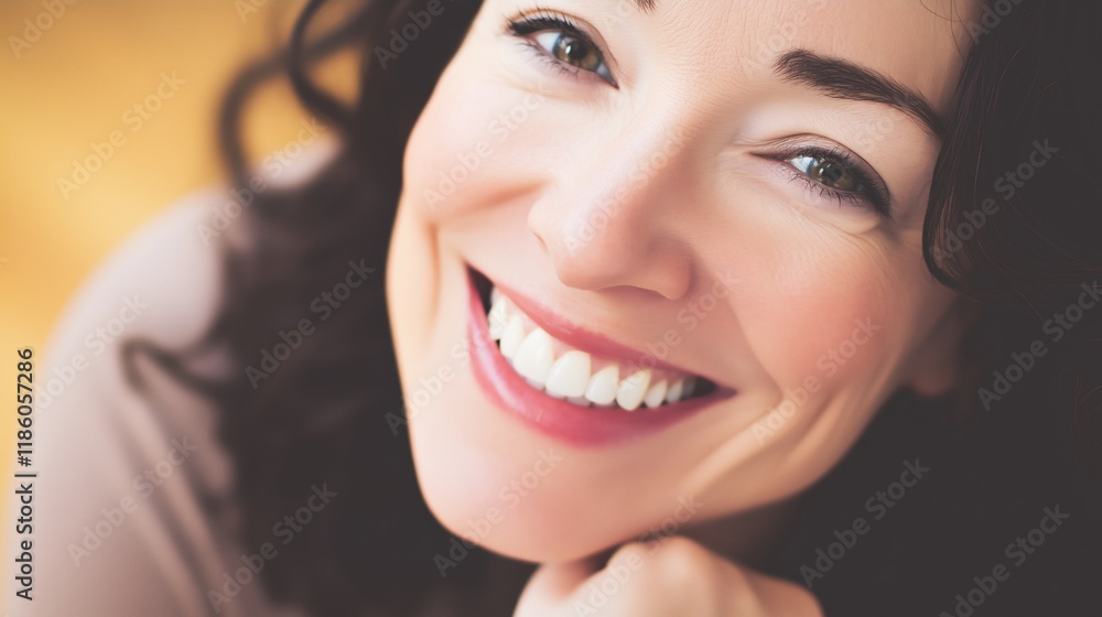 A Close up of a Woman With a Smile on Her Face - Generative AI A Close up of a Woman With a Smile on Her Face - Generative AI