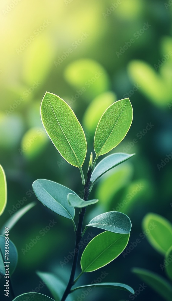 Sunlight Dappled New Growth, Fresh Green Leaves For Wellness, Healthcare, Beauty Background Sunlight Dappled New Growth, Fresh Green Leaves For Wellness, Healthcare, Beauty Background