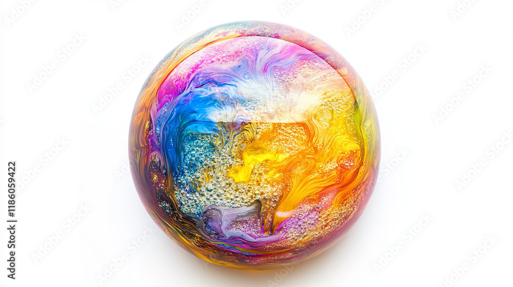 Soap bubble, realistic transparent air sphere of rainbow colors with reflections and highlights isolated on white background, vector illustrations Soap bubble, realistic transparent air sphere of rainbow colors with reflections and highlights isolated on white background, vector illustrations