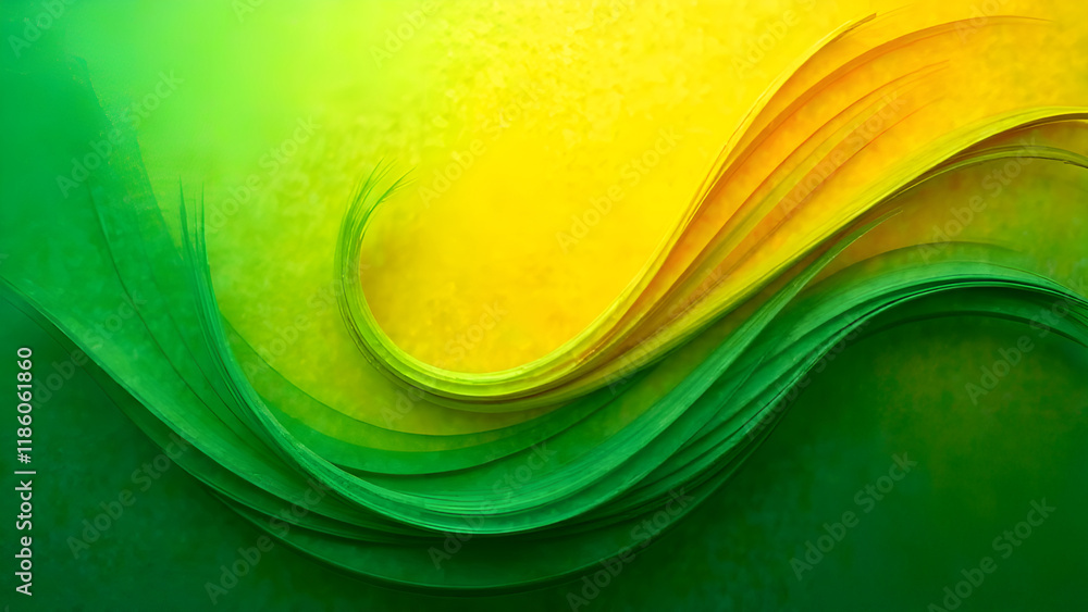 Abstract Background. A beautifully vibrant green and yellow watercolor background featuring an artistic swirl that enhances its visual appeal