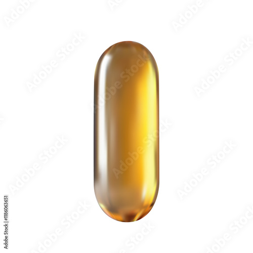 Realistic Golden Capsule or Softgel for Medical, Pharmaceutical, and Nutritional Supplement Branding. Vector illustration