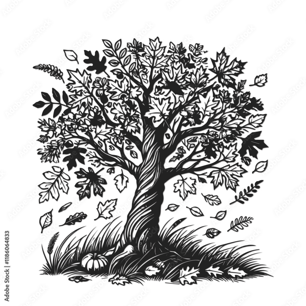 Obraz premium Fall Tree tree with roots