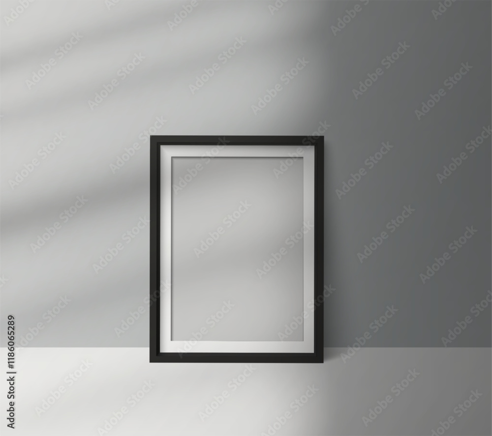 Minimalist black frame mockup, vector illustration for poster, artwork, photo presentations, and interior design previews Minimalist black frame mockup, vector illustration for poster, artwork, photo presentations, and interior design previews