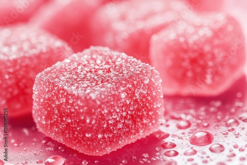 Colorful Sugar Cubes with Glossy Coating on Pink Background