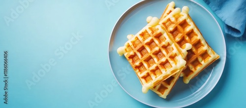 Homemade Belgian waffles on...