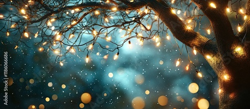 Decorative lights hang from...