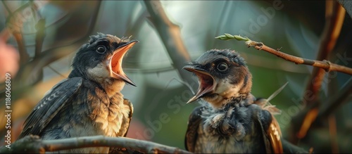 Baby swallows calling for f...